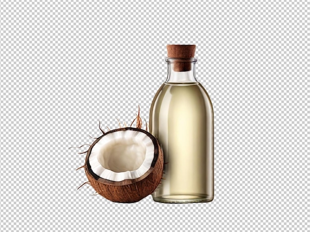 Psd de un aceite de coco sobre un fondo transparente