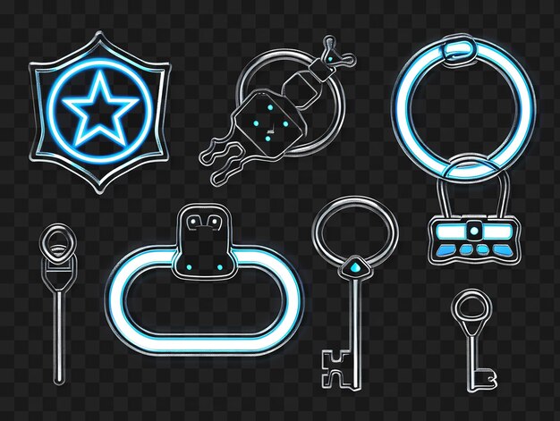 PSD psd activos del juego pixel art items diseños conceptuales y t-shirt gráficos tatuaje collaje y2k neon glow