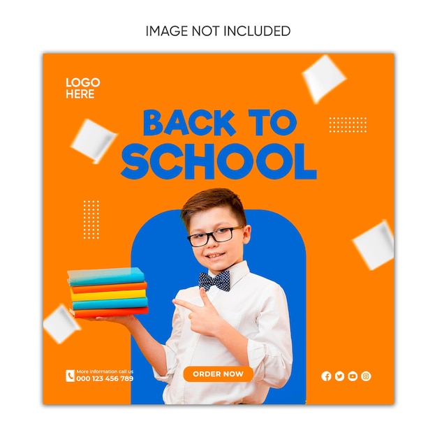 PSD admissão na escola postagem de mídia social ou modelo de postagem no Instagram