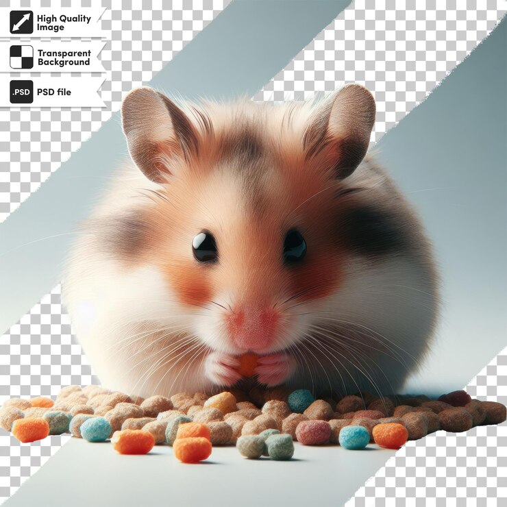 PSD psd adorável pequeno hamster contra em fundo transparente