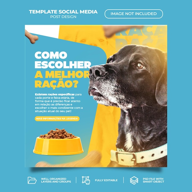 Psd adota um modelo de postagem de mídia social para animais de estimação