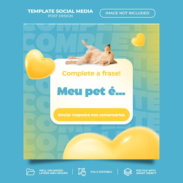 PSD psd adota um modelo de postagem de mídia social para animais de estimação