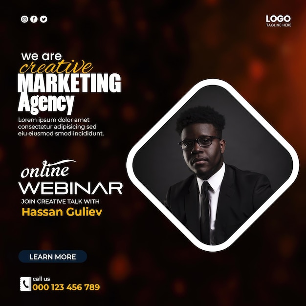 PSD-Agentur für digitales Marketing und Corporate-Social-Media-Banner oder Instagram-Post-Vorlage