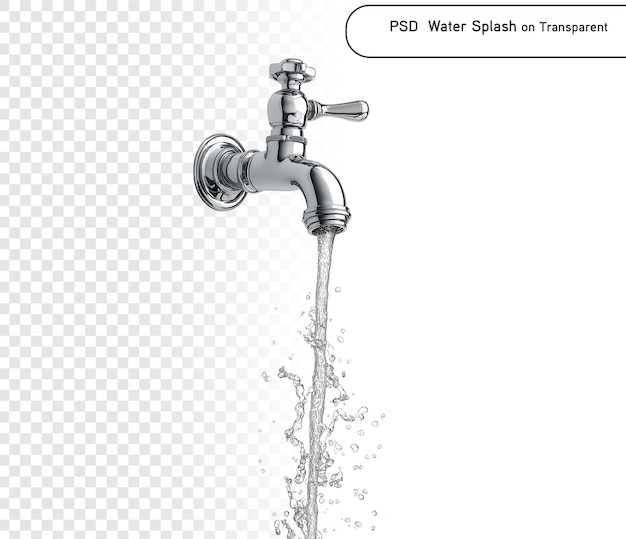 psd Água derramando fora da aba Isolado em fundo transparente PNG