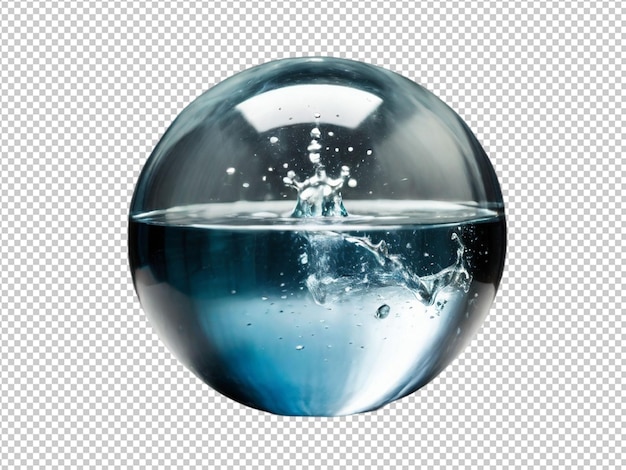 PSD psd de un agua en una esfera sobre un fondo transparente
