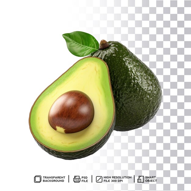 PSD psd aguacate fresco sobre fondo claro