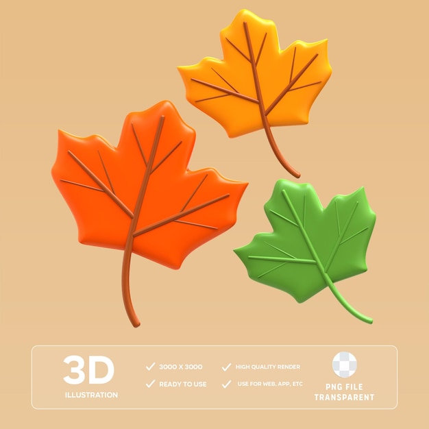 PSD Ahornblätter 3D-Illustration