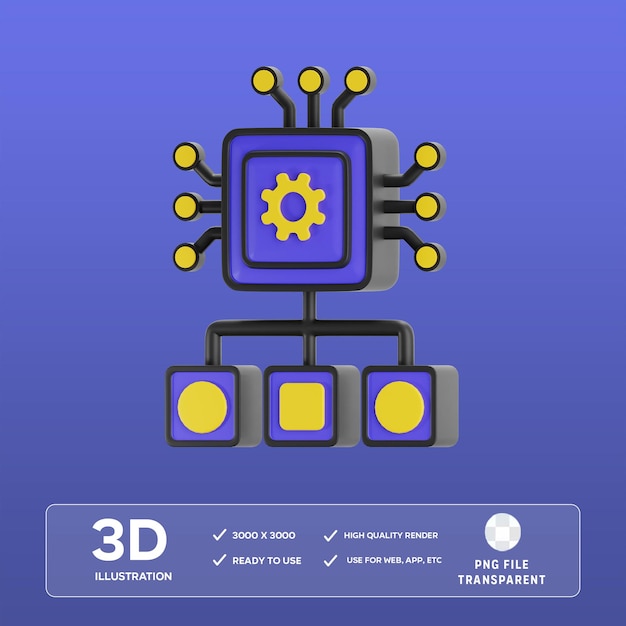 psd ai algorithm 3d illustration