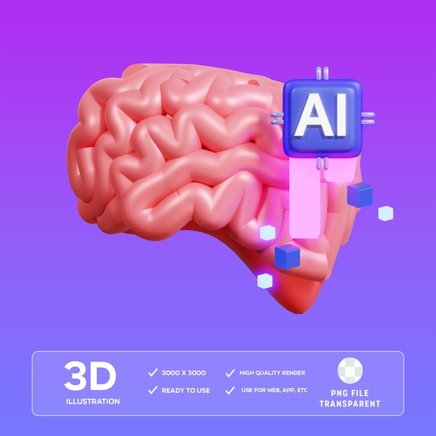 PSD ai brain 3D Illustration