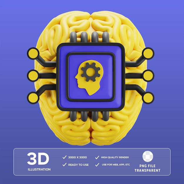 PSD AI Brain 3D Illustration