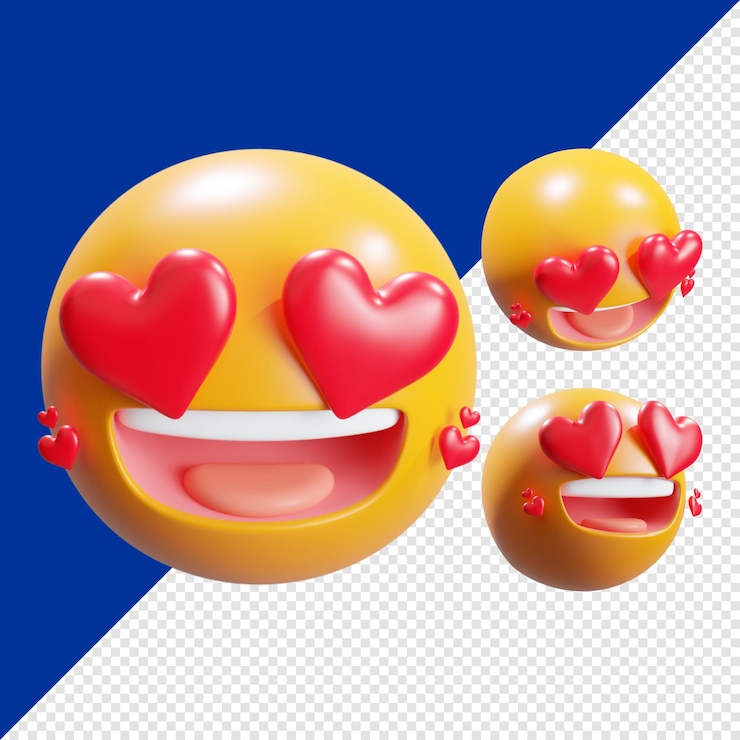 PSD psd aime les yeux avec la bouche ouverte icône emoji image de rendu 3d