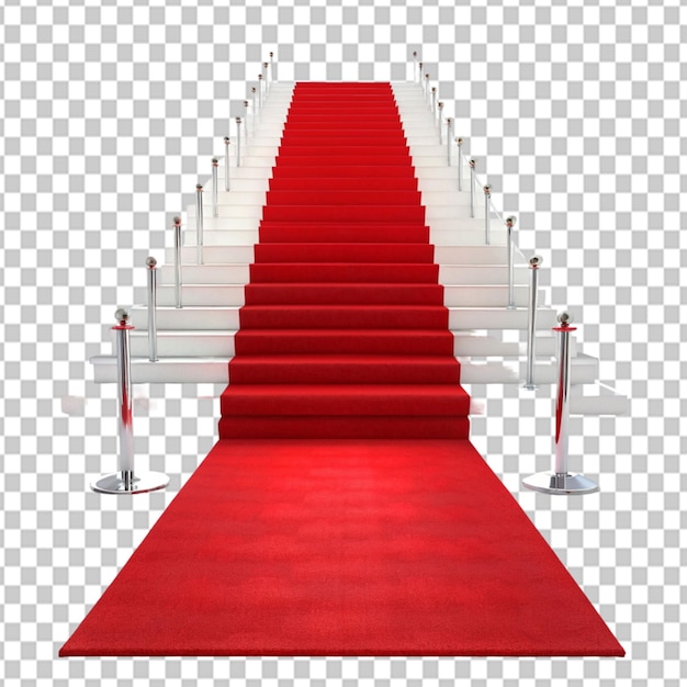 PSD psd de una alfombra roja escaleras blancas ilustración realista en un fondo transparente