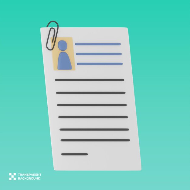 PSD allegare cv Illustrazione 3D