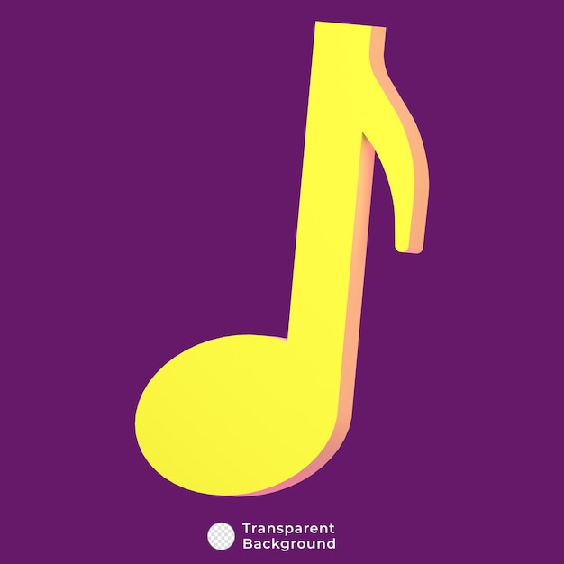 PSD, amarillo, nota musical, icono, 3d, ilustración