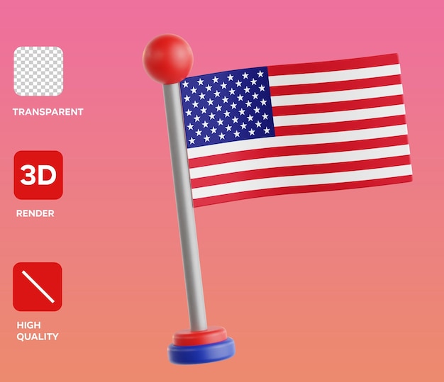 PSD American Flag 3D Illustration
