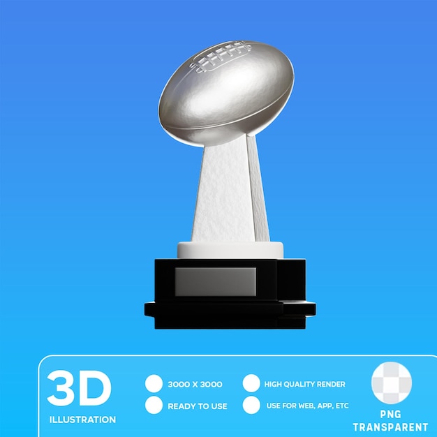 Psd american football trophy 3d-illustration, die in der us-amerikanischen fußball-trophäe zu sehen ist