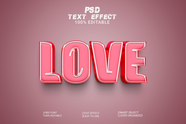 Psd amor efeito de texto 3d