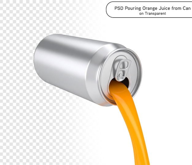 Psd ang png Orangensaft Spritzer kann frischer Saft mit frischem Wasserdropfen auf durchsichtigem Hintergrund