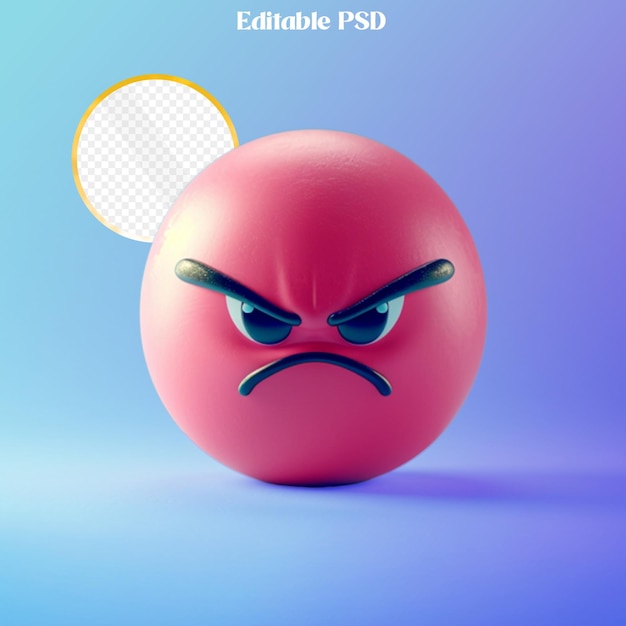 Psd angry face red smile charakter 3d-rendering