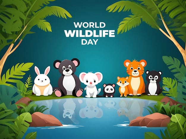 PSD psd animales con fondo de espacio de copia papel del día mundial de la vida silvestre lindo