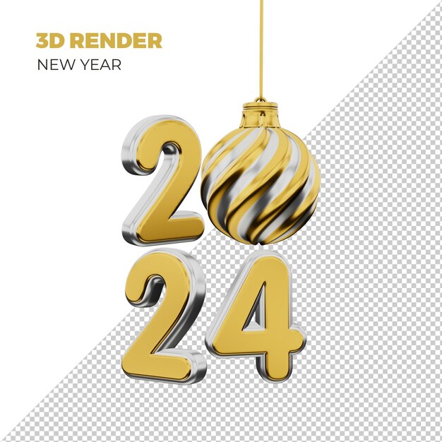 PSD psd ano novo 2024 modelo de renderização 3d para marketing