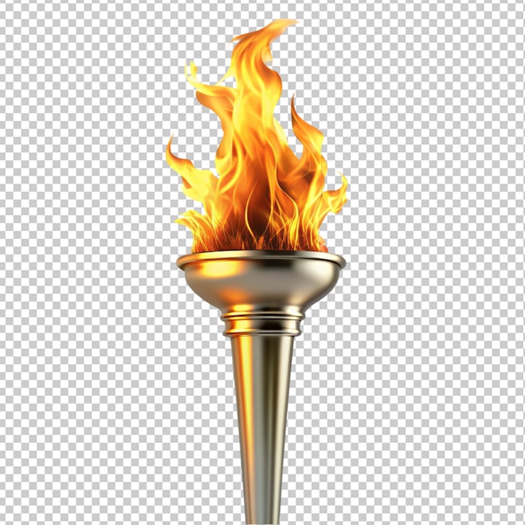 PSD psd de una antorcha olímpica con fuego en un fondo transparente