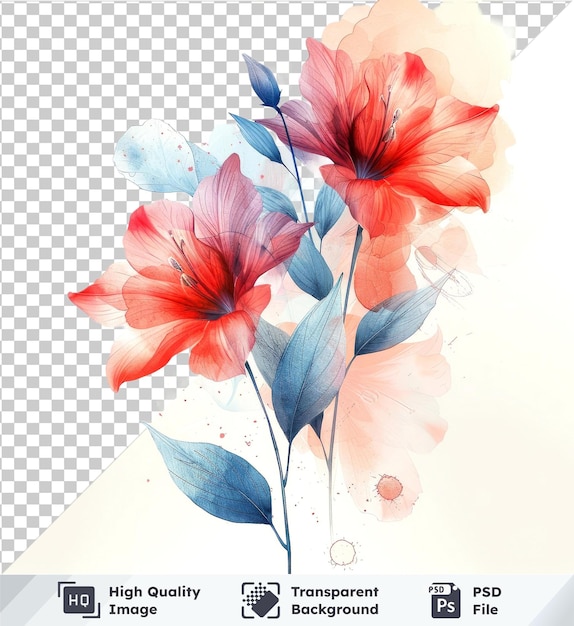 PSD psd avec des aquarelles transparentes snapdragflowers clipart et des éléments floraux