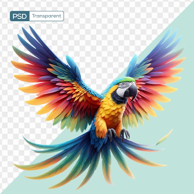 PSD psd ara macao loro honduras estilo de dibujo de pájaro imagen rasterizada colorida