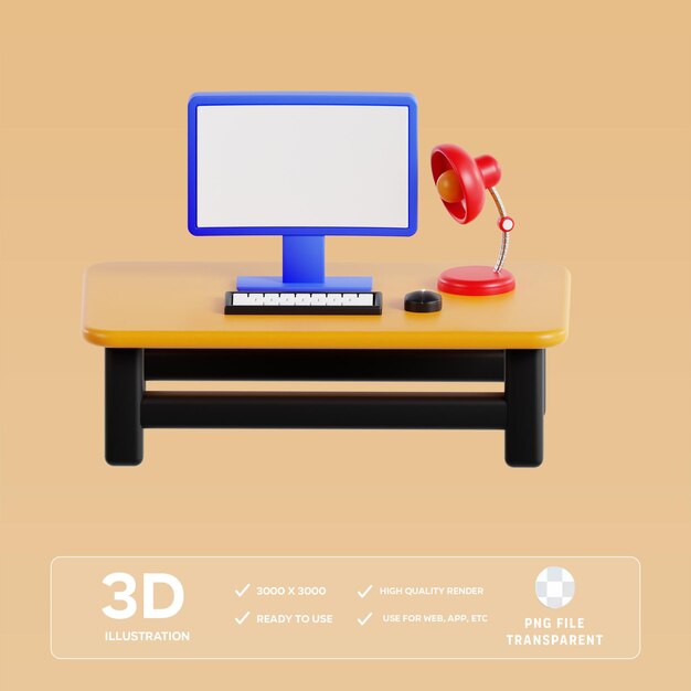 PSD Arbeitsplatz 3D-Illustration