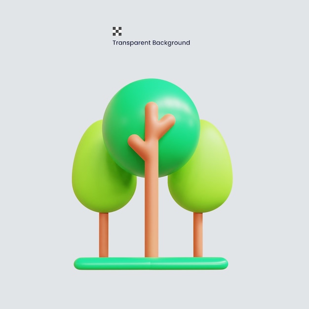 PSD Árboles con corazón ilustración de renderización de alta calidad