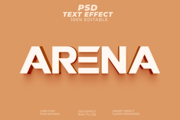 PSD Arena estilo de efecto de texto 3d