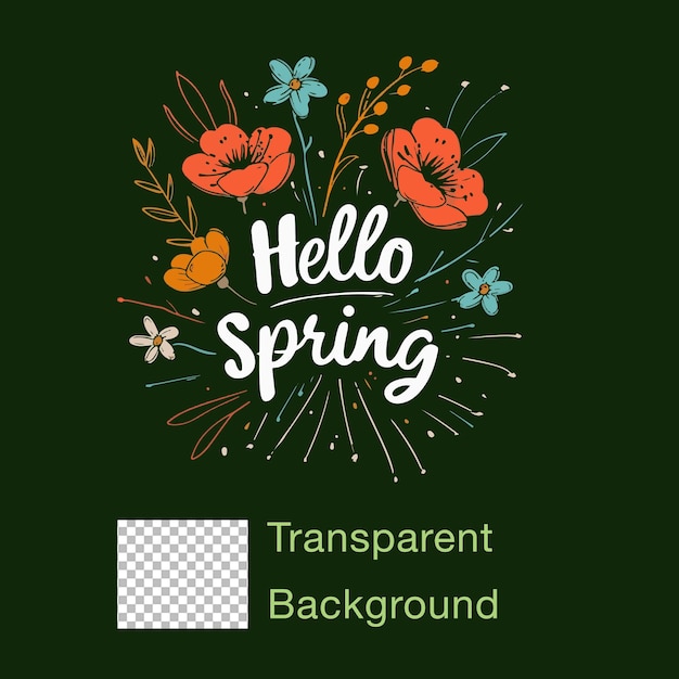 PSD psd arrière-plan transparent bonjour la typographie du printemps