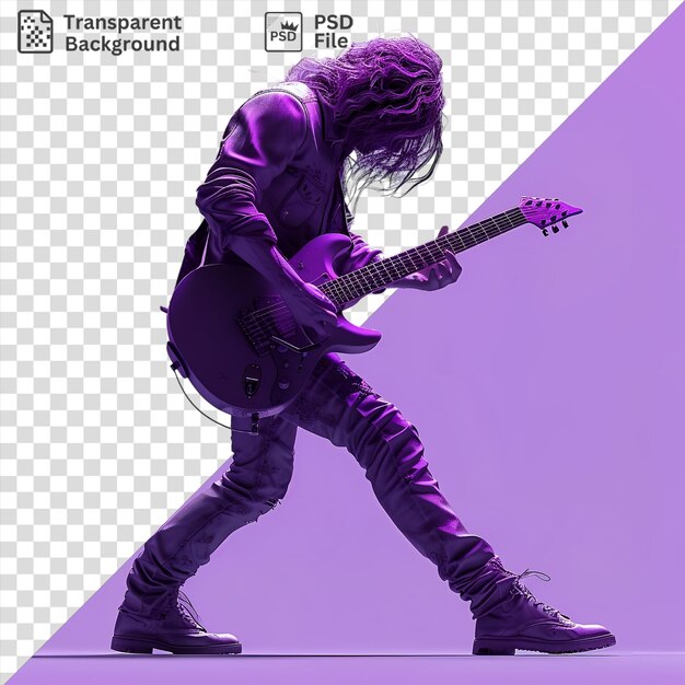 PSD psd arrière-plan transparent guitariste électrique 3d dans une performance solo