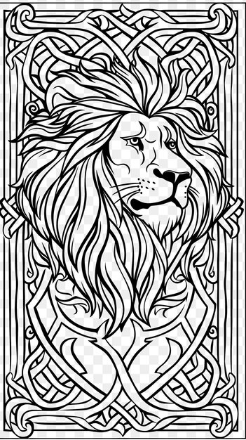 PSD psd de l'art du cadre du nœud celtique avec des décorations de lion et de bouclier borde concept d'art du tatouage du cadre cnc