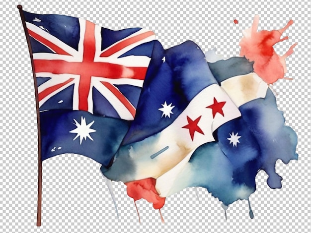 Psd de un arte de acuarela de una bandera australiana