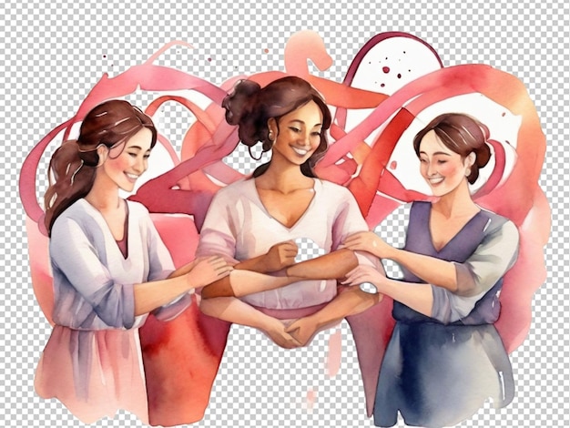 PSD psd de un arte de acuarela de un grupo de mujeres concepto del día de las mujeres