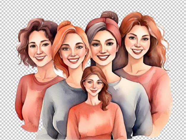 PSD psd de un arte de acuarela de un grupo de mujeres concepto del día de las mujeres