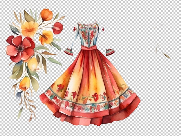 PSD psd de un arte de acuarela de un vestido tradicional de españa