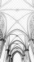 PSD psd de arte del marco de la catedral gótica con contrafuertes voladores y rosas w concepto de arte de tatuaje de marco cnc