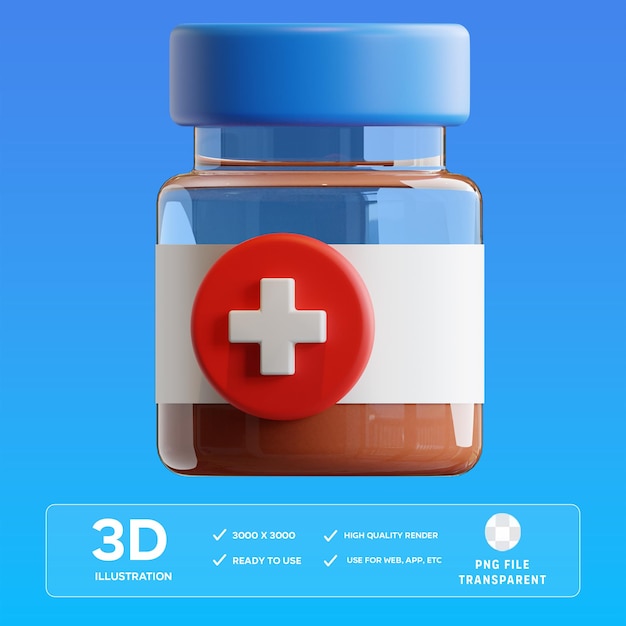PSD-Arzneiflasche 3D-Abbildung