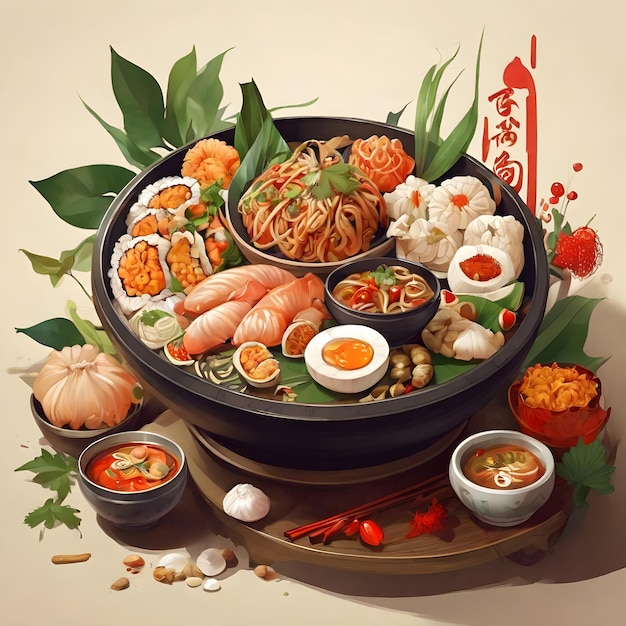 Psd-asiatische lebensmittel-illustration