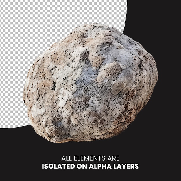 Psd asteroides aislados en capa alfa png