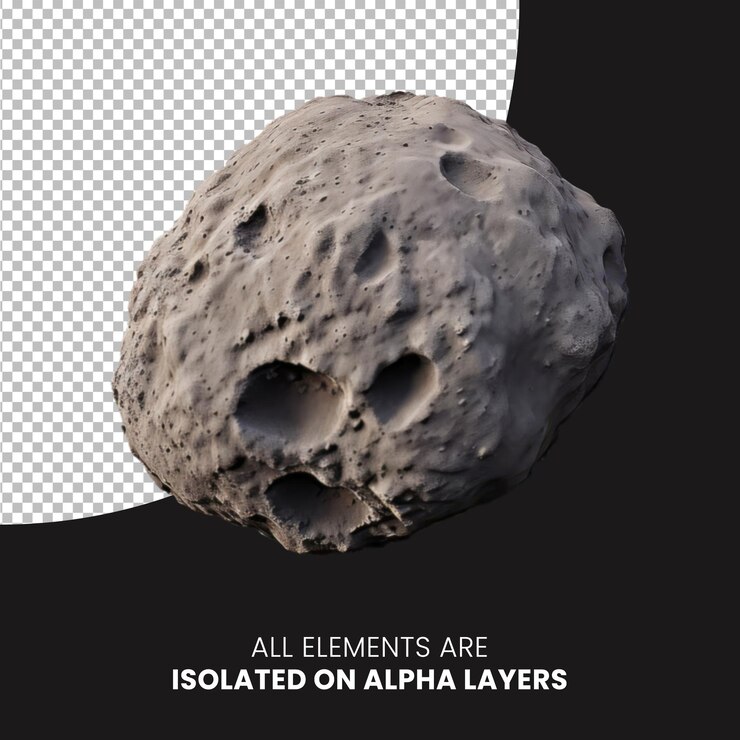 PSD psd asteroides aislados en capa alfa png