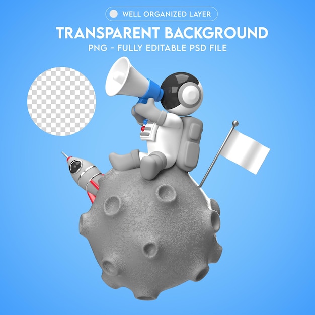 Psd astronaut 3d element png durchsichtig