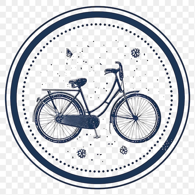 Psd aurora b bicicleta con sello monocromático azul marino circular fr tatuajes diseño de camiseta de tinta clipart