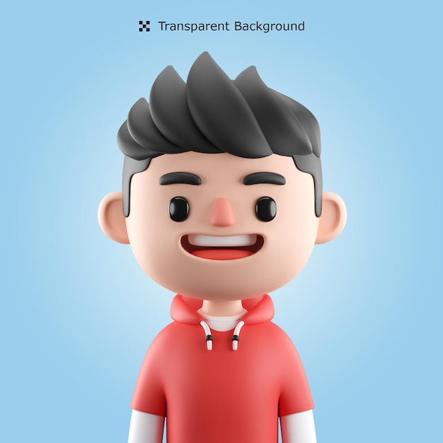 PSD avatar personaggio dei cartoni animati maschio 3d isolato nel rendering 3d