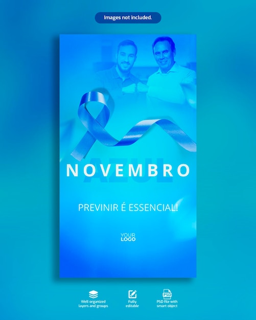 PSD azul novembro conscientização mídia social modelo de mês de prevenção do câncer de próstata história 04