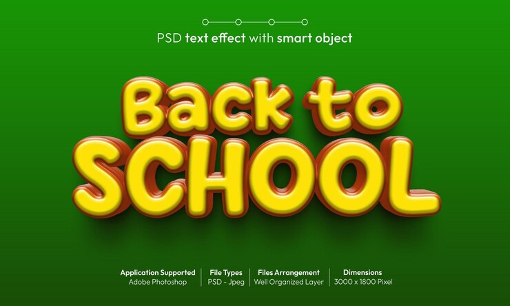 PSD psd back to school banner template with editable text effects