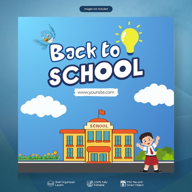 PSD back to school social media post design template