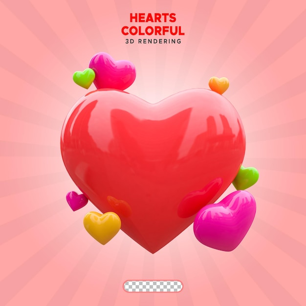 PSD Des ballons à coeurs colorés de l'affiche de la Saint-Valentin